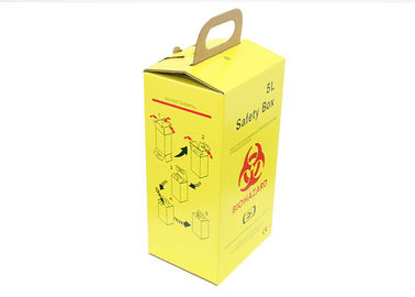 Kotak limbah medis biohazard bahan kertas bergelombang Warna Kuning / Putih